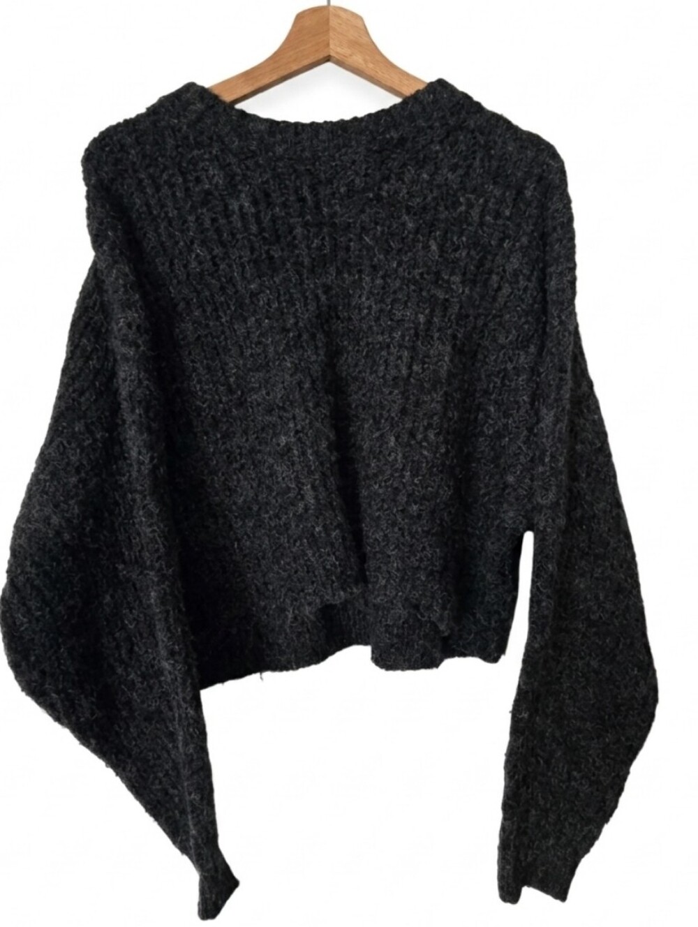 OAK + FORT Charcoal Cropped Crew Sweater